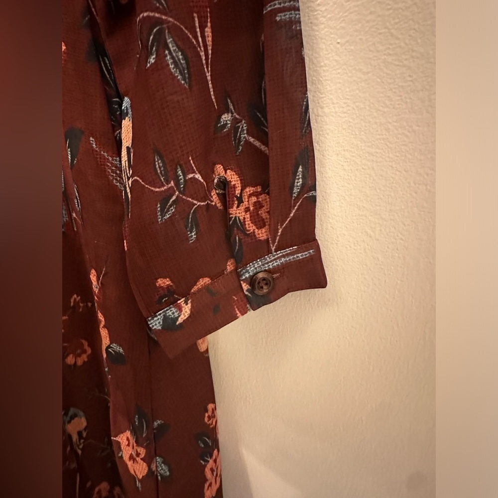 Pink Martini  Midi Dress Burgundy Floral Print Size Medium - Picture 6 of 6
